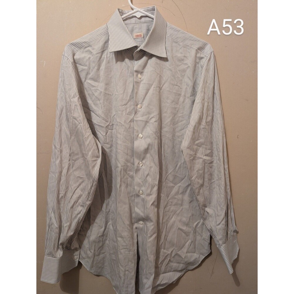 Alessandro Gherardi Long Sleeve Striped Button Shirt 41/16 Made In Italy L/XL